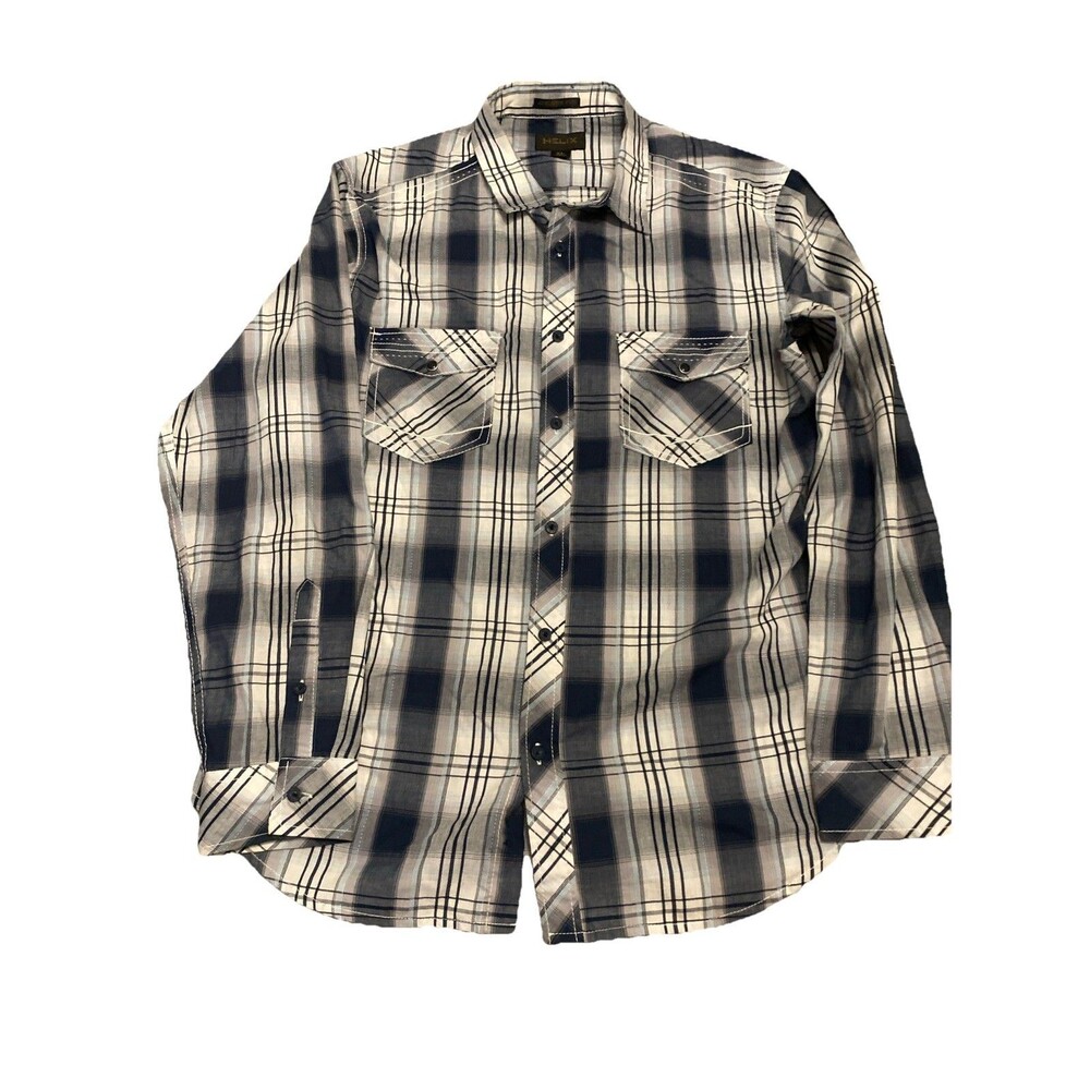 Vintage Helix Y2K Plaid Button Down Shirt Contrast StitchStitch XL Skater Grunge